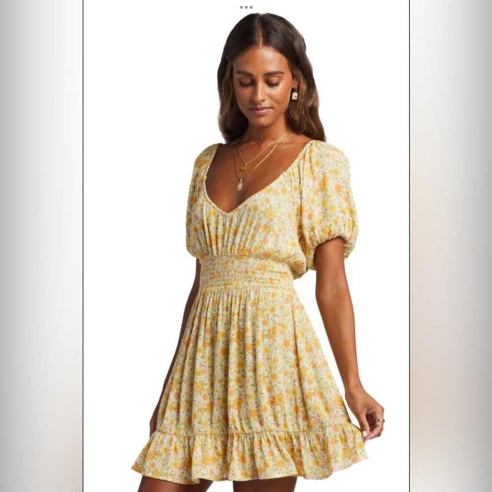 Billabong Yellow Floral Mini Dress